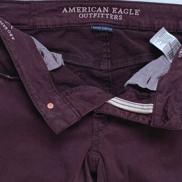 American Eagle Jegging Jeans Purple Brown Sateen Super Stretch Low Rise Size 2 - Picture 10 of 10